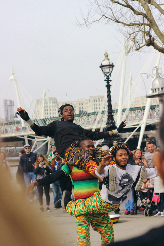 Street dancers on the South Bank.
