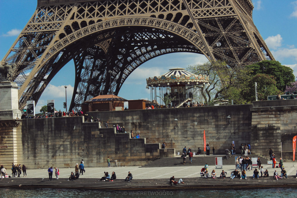Under the Eiffel Tower.